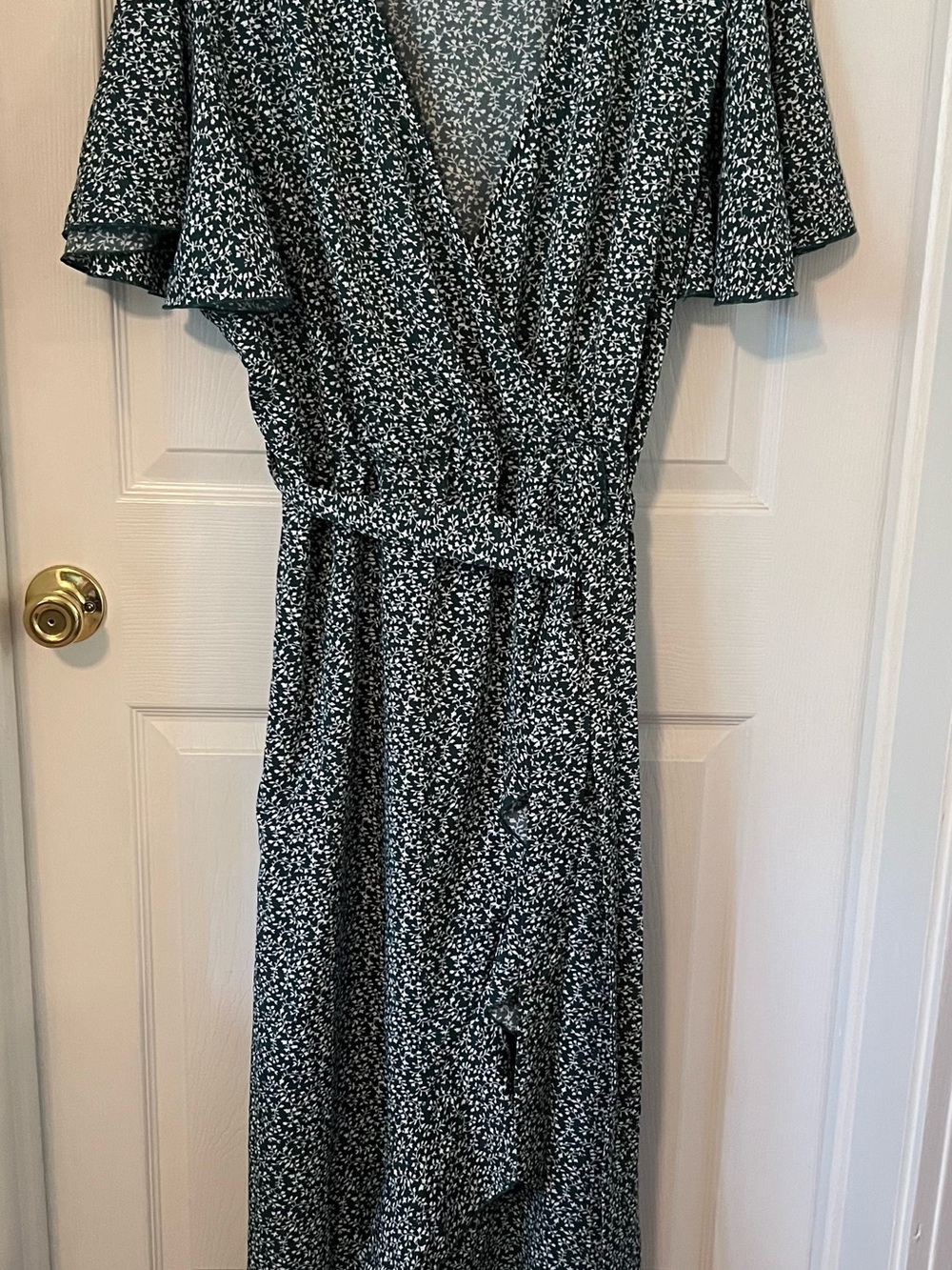 SHEIN Black & White Floral High-Low Wrap Dress